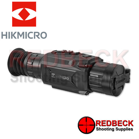 HIKMICRO Thunder 2.0 TE25 Thermal Rifle Scope Right Hand Side View Showing The Rubber Eye Piece And A Glimpse At The Menu Buttons. 