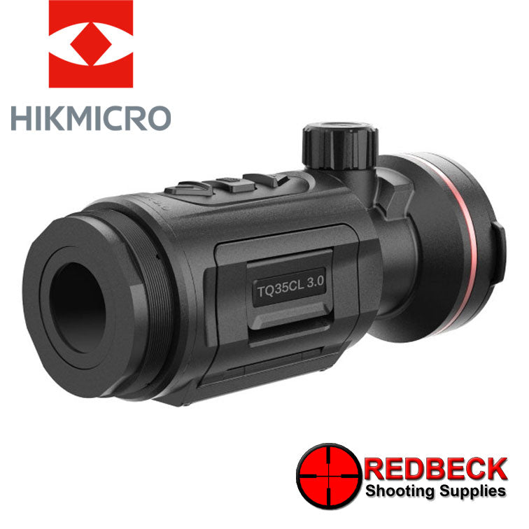 HIKMICRO Thunder 3.0 TQ35CL Thermal Front Clip-On with LRF shown from the rear left hand side