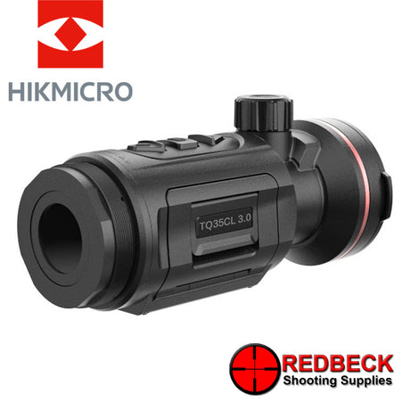 HIKMICRO Thunder 3.0 TQ35CL Thermal Front Clip-On with LRF shown from the rear left hand side
