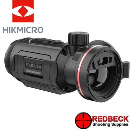 HIKMICRO Thunder 3.0 TQ35CL Thermal Front Clip-On with LRF shown from the front left hand side