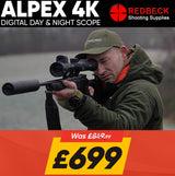 Man using a HIK MICRO Alpex A50EL 4K UHD Sensor LRF Digital Day & Night Rifle Scope with new discount deal of £699