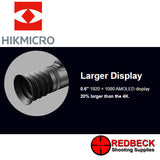 HIK A50PL Alpex Pro Digital Day and Night Vision Rifle Scope with LRF. Image shows the larger display which is 1920x1080 AMOLED.