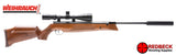 HW 80 K With Silencer Right Side View Showing the cheek piece and the overall look of the stock. 