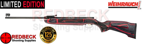 WEIHRAUCH HW50S LIMITED EDITION 125 YEAR 1899 MODEL AIR RIFLE WITH RED LAMINATE STOCK.
