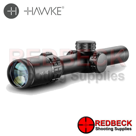 Hawke Frontier 30 1-6x24 Angled Rear View showing the magnification wheel and the turrets.  