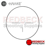 Hawke Frontier 30 1-6x24 Tactical Dot Reticle showing the reticle illuminated. 