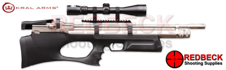 Kral Breaker Bullpup Marine Synthetic Right Hand View Showing the weaver rail and the silver action. 
