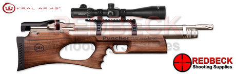 Kral Breaker Bullpup Marine Walnut Right Hand View showing the picatinny rail and the silver action. 