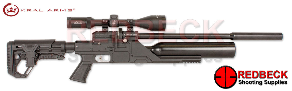 Kral NP500 Right Hand View Showing the adjustable AR stock and the 500cc Bottle. 