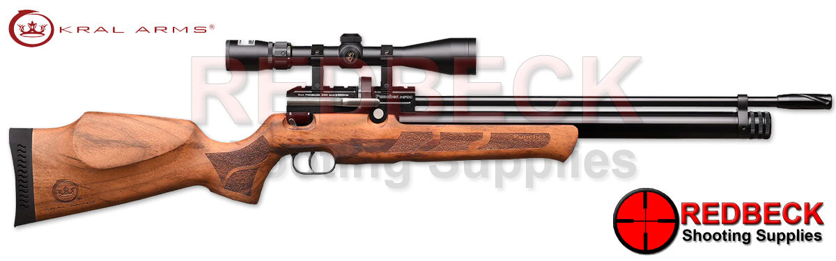 Kral Puncher Walnut Right Hand View showing the 280cc cylinder with the right hand side cocking lever. 