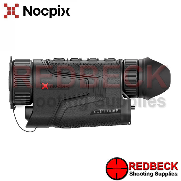 NOCPIX Lumi H35R Thermal Monocular Side View Showing The Closed Lens Protector. 