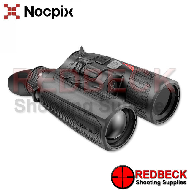NOCPIX QUEST L35R Thermal Binocular Angled Front View Showing The Zoom Wheel. 