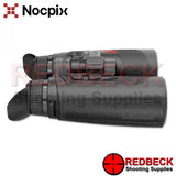 NOCPIX QUEST L35R Thermal Binocular Side View Showing The Nocpix Logo And The Eye Focus Wheel. 