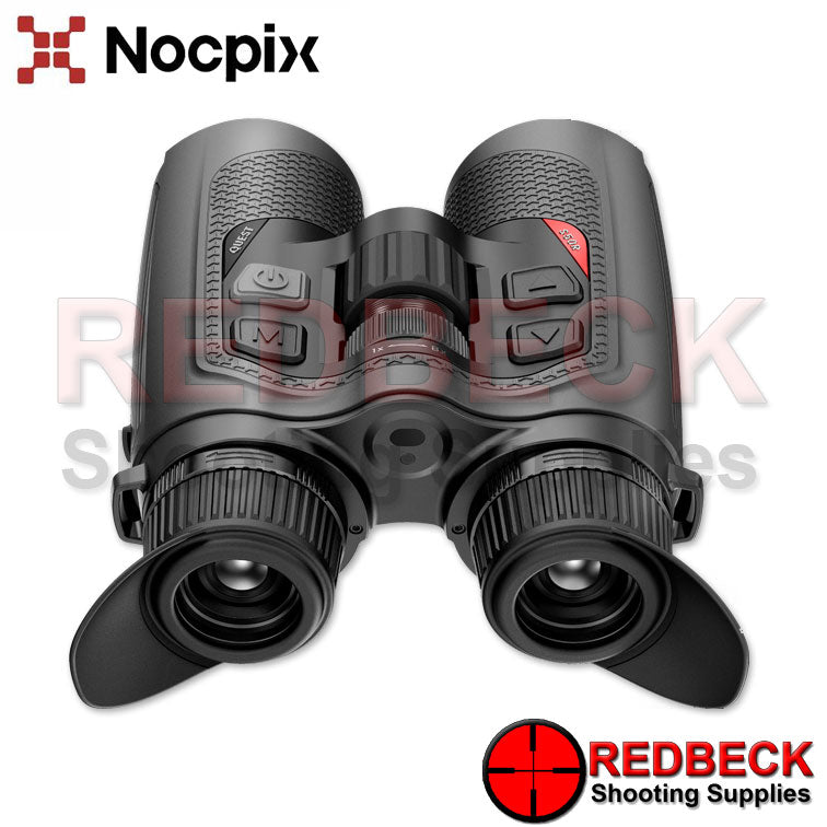 NOCPIX QUEST S50R Thermal Binocular Rear View showing the menu buttons and the power button. 