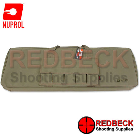 Nuprol Essential Rifle Bag 36 Green front view Showing the carry handle and the overall look of the bag 