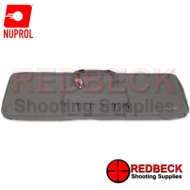 Nuprol Essential Rifle Bag 46 Grey front view Showing the brief case style carry handle. 