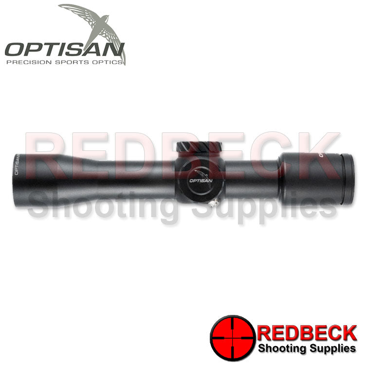 Optisan CP Compact 10x32 SFP MIL MH10 Rifle Scope Side View Showing An Overall View Of The Scope. 