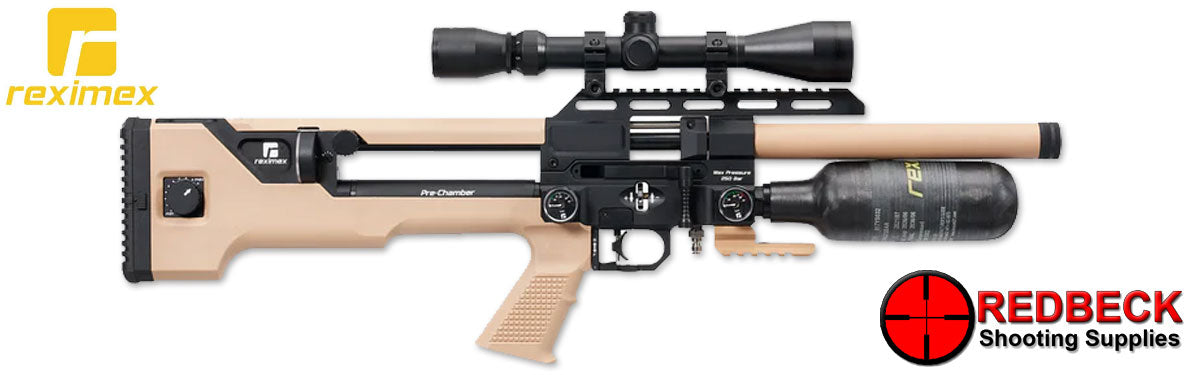 REXIMEX IXIA COMPACT FDE Right Hand View showing the cocking lever and the carbon fibre bottle 