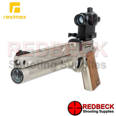 REXIMEX MITO 11 Silver Angled Front View showing the cylinder gauge and the threaded slide. 