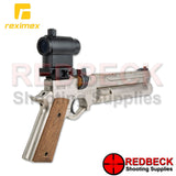 REXIMEX MITO 11 Silver Angled Rear View showing the magazine and the front iron sight. 