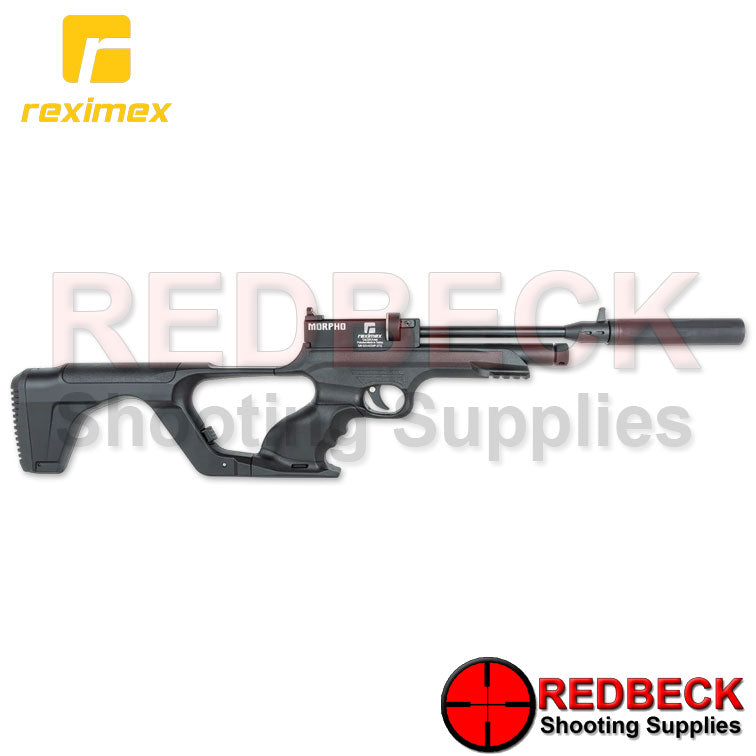 REXIMEX Morpho Co2 With Stock Right Hand View showing the black synthetic stock and the open iron sights. 