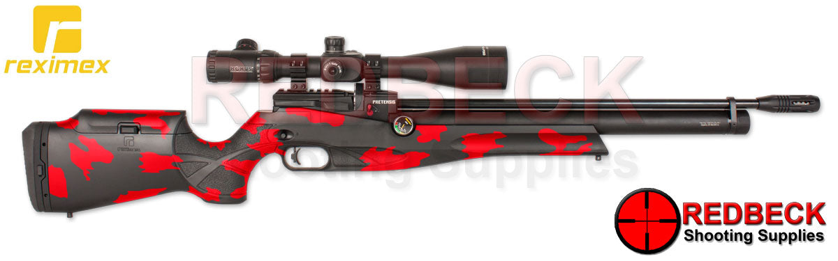 REXIMEX Pretensis Cerakote Red Fire Right Hand View showing the 260cc cylinder and the adjustable butt pad.