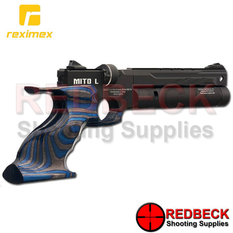 Reximex Mito Laminate Angled Rear View showing the magazine and the fill probe port.