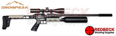 Snowpeak AP1000 Aluminium Bottle Side View Showing The Side Lever And The Picatinny Rails.