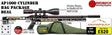 Snowpeak AP1000 Cylinder Bag Package Deal Showing the included 3-12x50 Hawke Fastmount scope, the buffalo river bag and the included tin of pellets. 