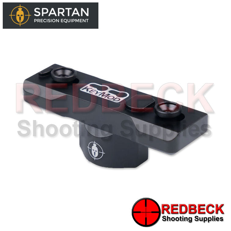 Spartan Air Rifle And Rifle Classic Key Mod Adapter Bottom View Showing The Logo Of The Key Mod And How It Mounts. 