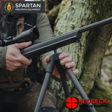 Spartan Springbok Air Rifle And Rifle Tripod Mount View Showing A Close Up Angle Of How The Bipod Mounts To The Rifle. 