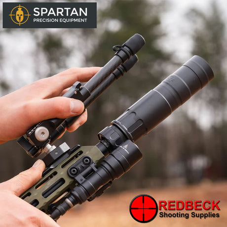 Spartan Vidarr Air Rifle And Rifle Bipod Removed View Showing The Bipod Being Detached From The Disc-Lok System. 