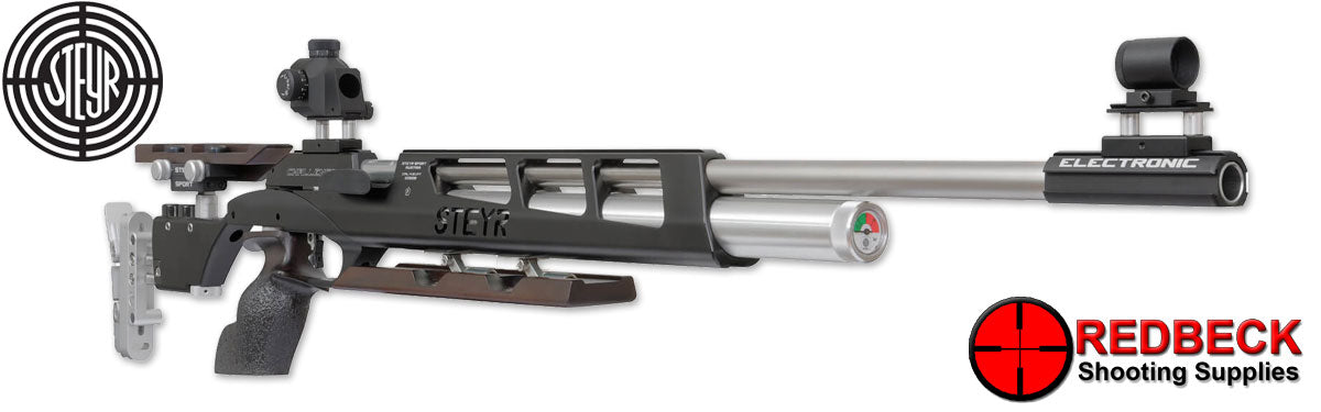 Steyr Challenge Electronic Angled Front View Showing the fill gauge and the cocking handle. 