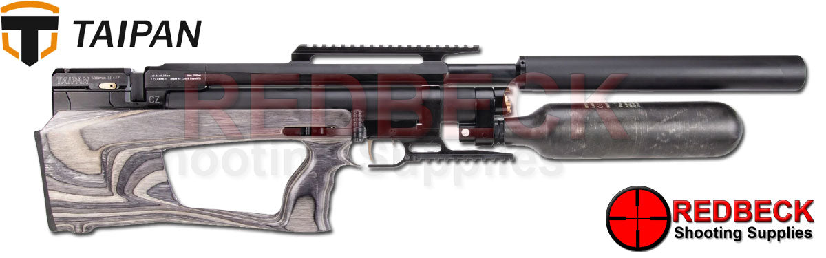 TAIPAN VETERAN II AIRRIFLE 550mm Tactical FS Laminate Gray Side View Showing Side profile of Full Stock. 