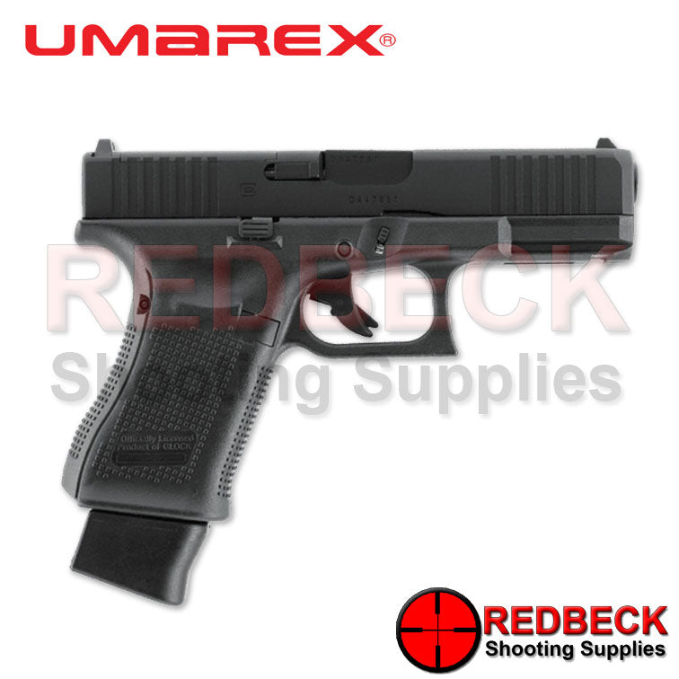 Umarex Glock 19 Gen5 MOS Right Side View Showing the 17 round magazine. 
