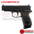 Umarex HPP Left Side View Showing the hammer and the open iron sights. 