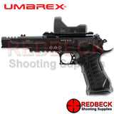 Umarex Racegun Left Side View showing the fibre optic iron sights. 