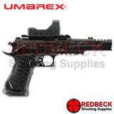 Umarex Racegun Right Side View Showing the magazine release and the thumb safety.  
