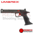 Umarex SPA Expert Left Side View Showing the Iron sights and the flared grip. 
