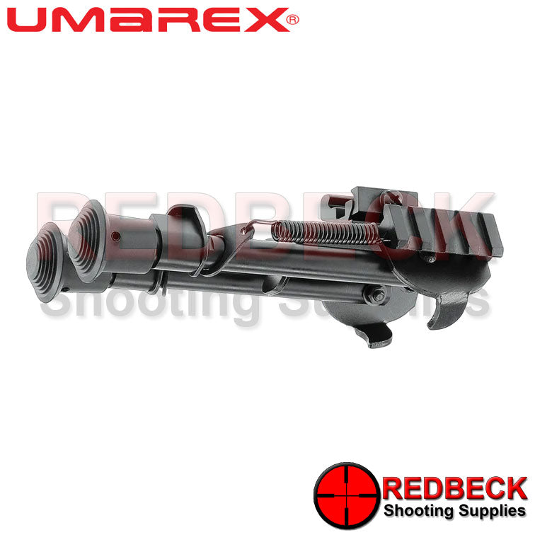 Umarex TBP2 Air Rifle And Rifle Bipod Closed View Showing the picatinny rail. 