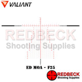 Valiant Optics Air Rifle and Rifle Scope 5-25x56-MOAShowing The ED MOA F25 Reticle.