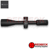 WULF Defender 30 5-25x50 Rifle Scope Top View showing the magnification wheel and the turrets. 