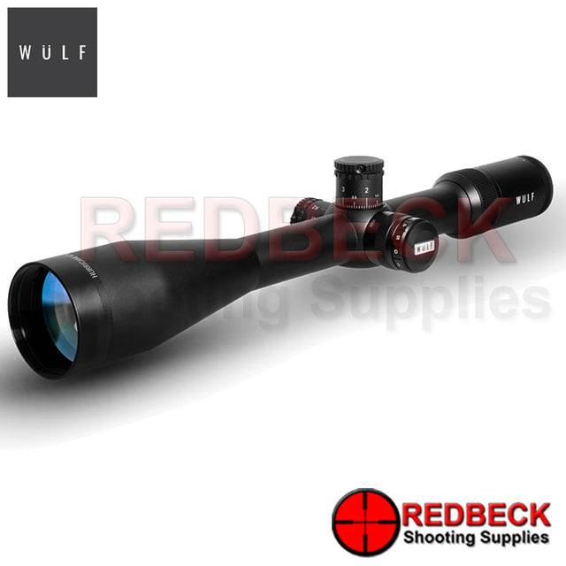 WULF Hurricane 6.5-25x50 Rifle Scope Front View showing the 50mm objective lens. 