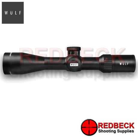 WULF Hurricane Compact 4-14x44 Rifle Scope Side View showing the wulf logo. 