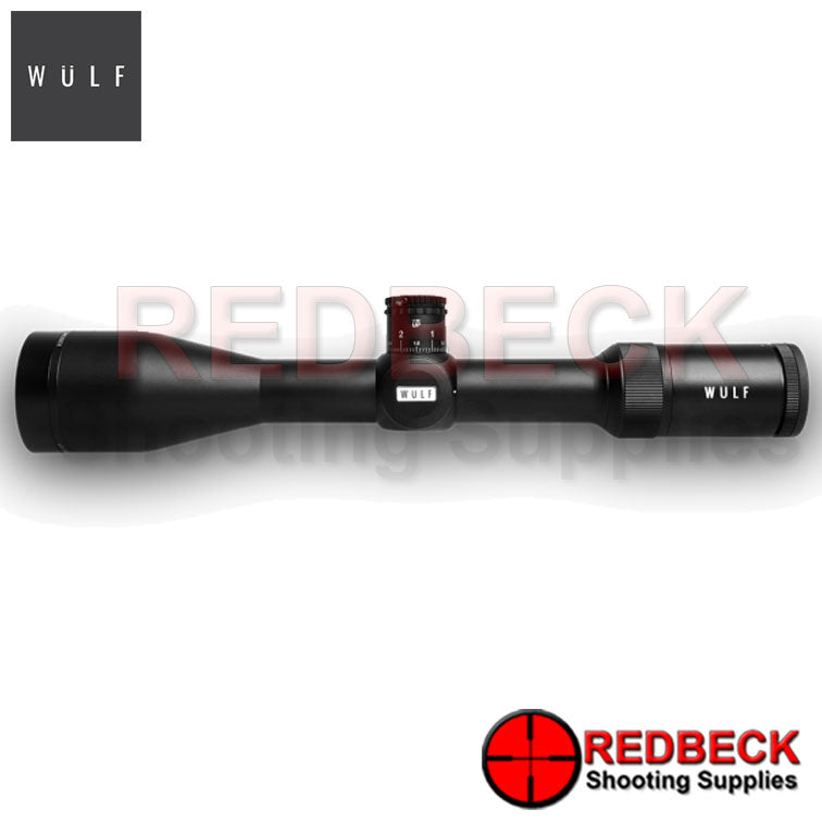 WULF Hurricane Lite 4.5-18x50 Rifle Scope Side View Showing the wulf logo 