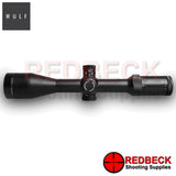 WULF Hurricane Lite 4.5-18x50 Rifle Scope Top View showing the turrets and the magnification wheel. 