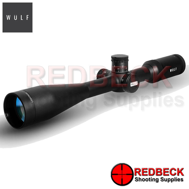 WULF Lightning 7-25x44 Rifle Scope Front View showing the 44mm front objective. 