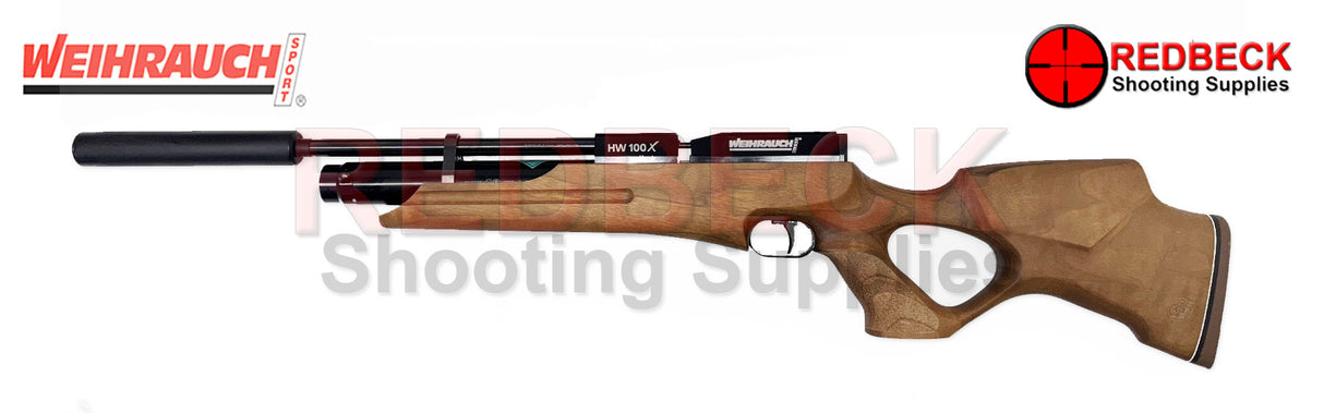 Weihrauch HW100X KT Walnut Thumbhole Carbine LEFT HAND VIEW