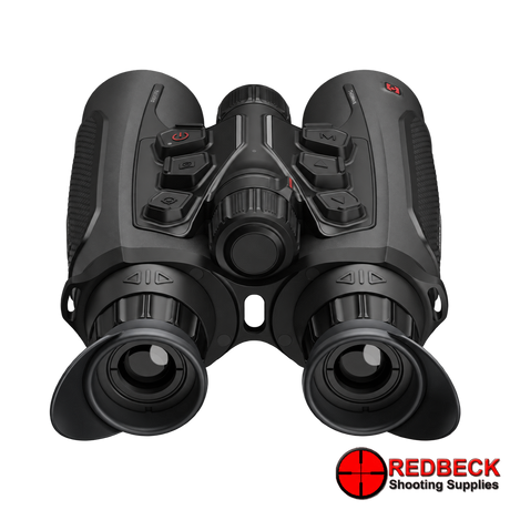 HIKMICRO HABROK 4K HH35L 2.0 day, night and thermal binoculars – eyepiece view – Redbeck Shooting Supplies