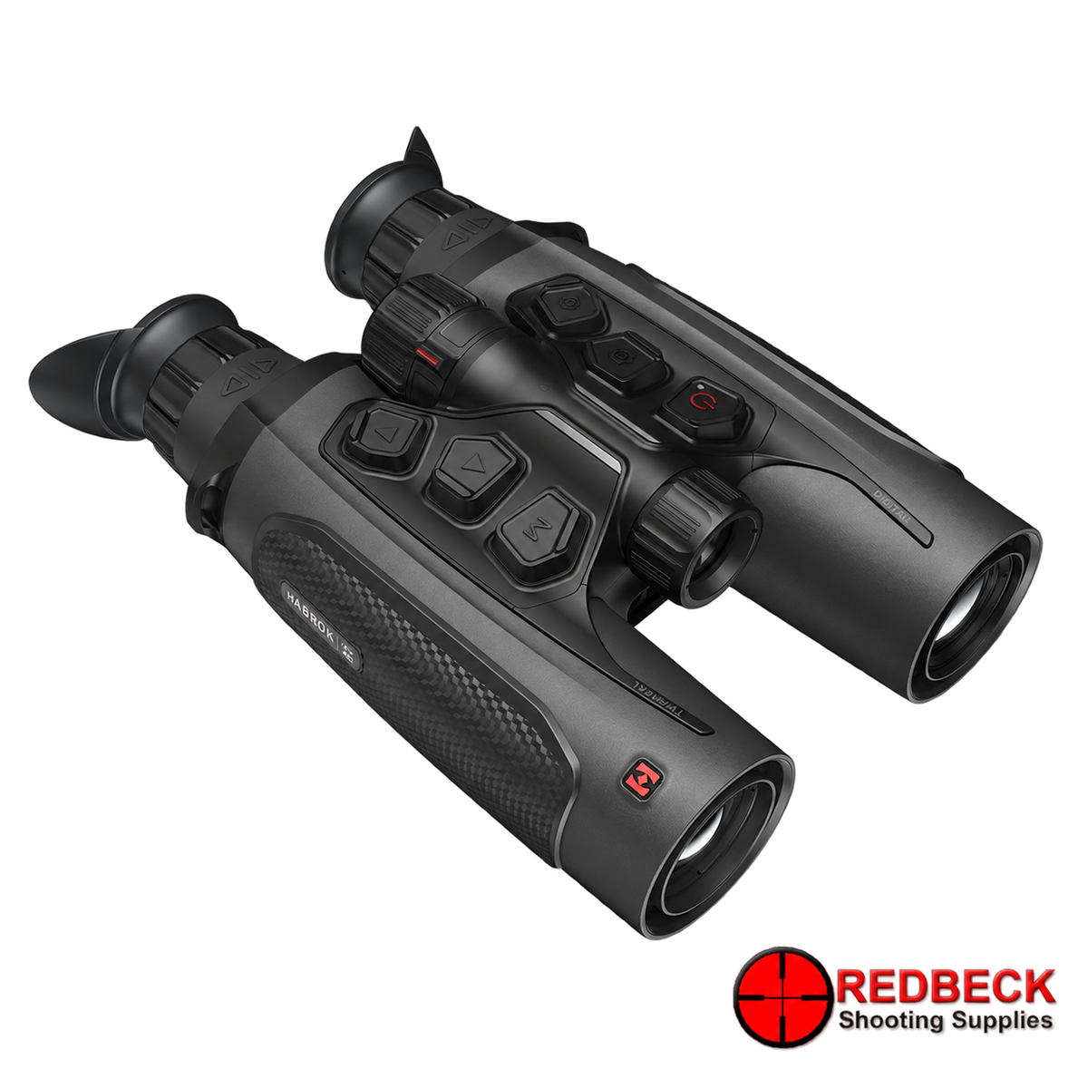 HIKMICRO HABROK 4K HH35L 2.0 day, night and thermal binoculars – front left angle – Redbeck Shooting Supplies